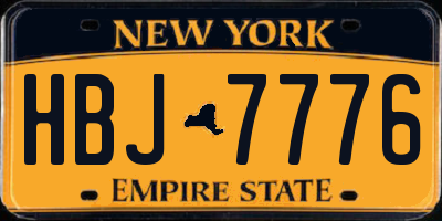 NY license plate HBJ7776