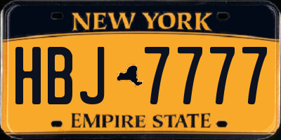 NY license plate HBJ7777