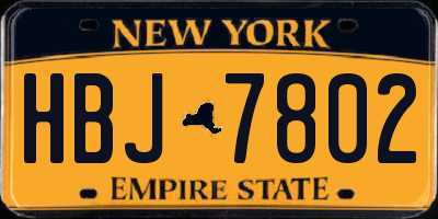 NY license plate HBJ7802