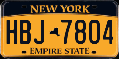 NY license plate HBJ7804