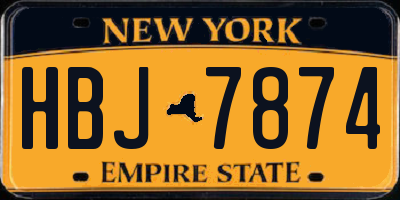NY license plate HBJ7874