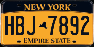 NY license plate HBJ7892