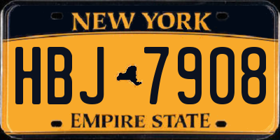 NY license plate HBJ7908