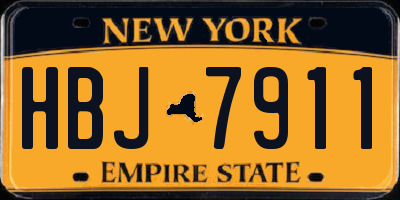 NY license plate HBJ7911
