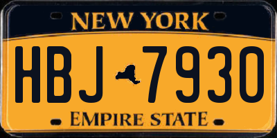 NY license plate HBJ7930