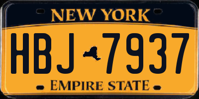 NY license plate HBJ7937