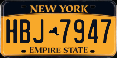 NY license plate HBJ7947