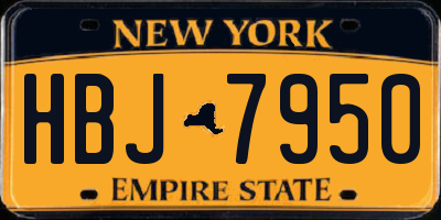 NY license plate HBJ7950