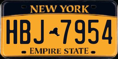 NY license plate HBJ7954