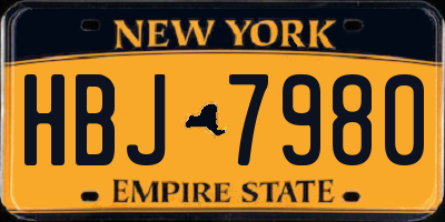 NY license plate HBJ7980