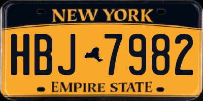 NY license plate HBJ7982