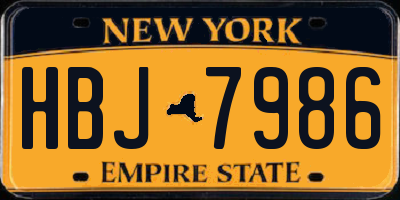 NY license plate HBJ7986
