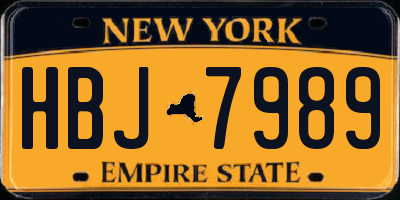 NY license plate HBJ7989