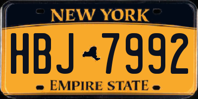 NY license plate HBJ7992