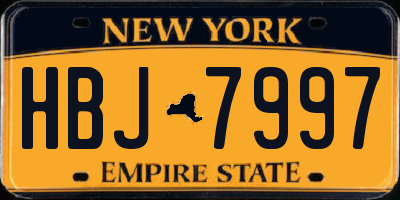 NY license plate HBJ7997