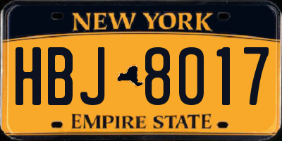 NY license plate HBJ8017