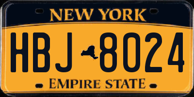 NY license plate HBJ8024