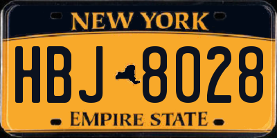 NY license plate HBJ8028