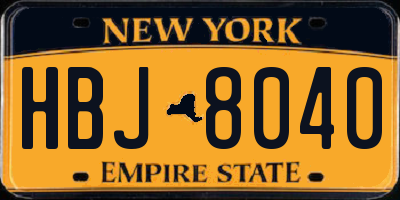 NY license plate HBJ8040