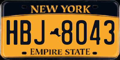 NY license plate HBJ8043