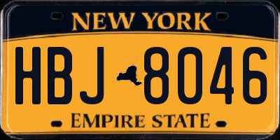 NY license plate HBJ8046