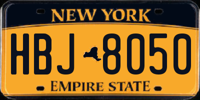 NY license plate HBJ8050