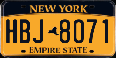NY license plate HBJ8071