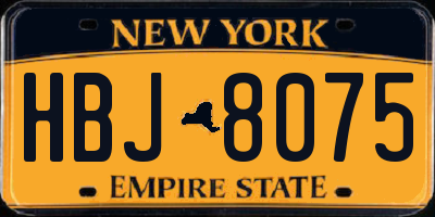 NY license plate HBJ8075
