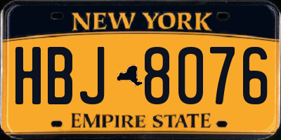 NY license plate HBJ8076