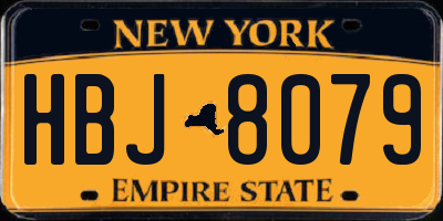 NY license plate HBJ8079