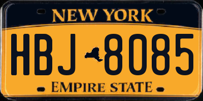 NY license plate HBJ8085