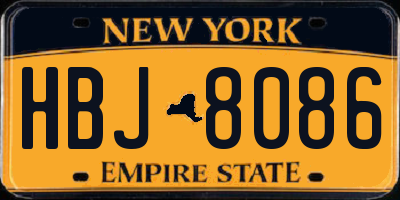 NY license plate HBJ8086