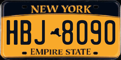 NY license plate HBJ8090