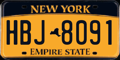 NY license plate HBJ8091