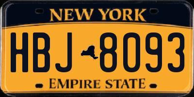 NY license plate HBJ8093
