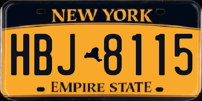 NY license plate HBJ8115