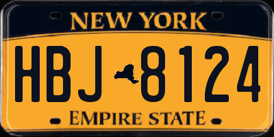 NY license plate HBJ8124
