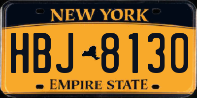 NY license plate HBJ8130