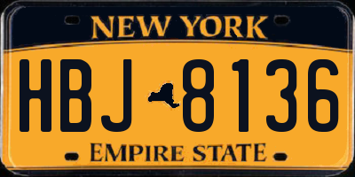 NY license plate HBJ8136