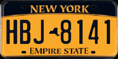 NY license plate HBJ8141
