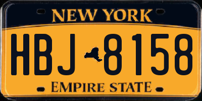 NY license plate HBJ8158