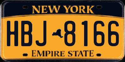 NY license plate HBJ8166