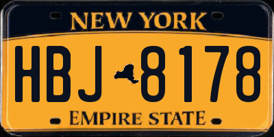 NY license plate HBJ8178