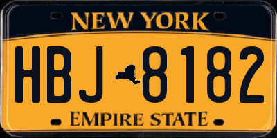 NY license plate HBJ8182