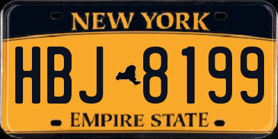 NY license plate HBJ8199