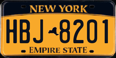 NY license plate HBJ8201