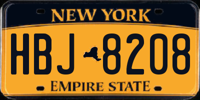 NY license plate HBJ8208