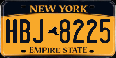 NY license plate HBJ8225