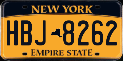 NY license plate HBJ8262