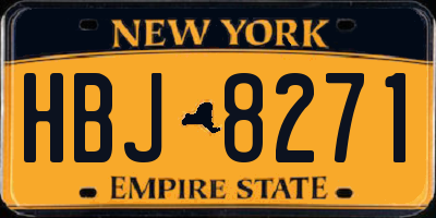 NY license plate HBJ8271